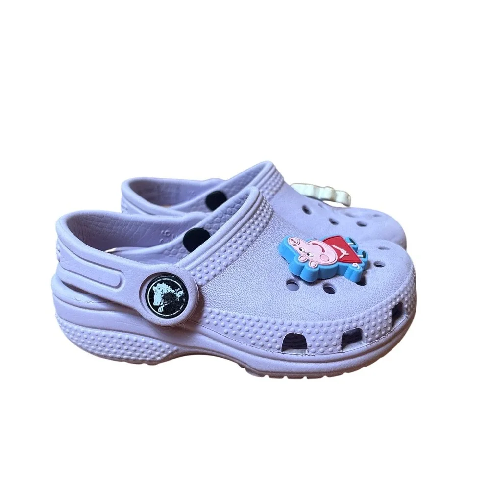 Crocs Classic Clog Kids Purple Peppa Pig Bluey Charms SIZE C6